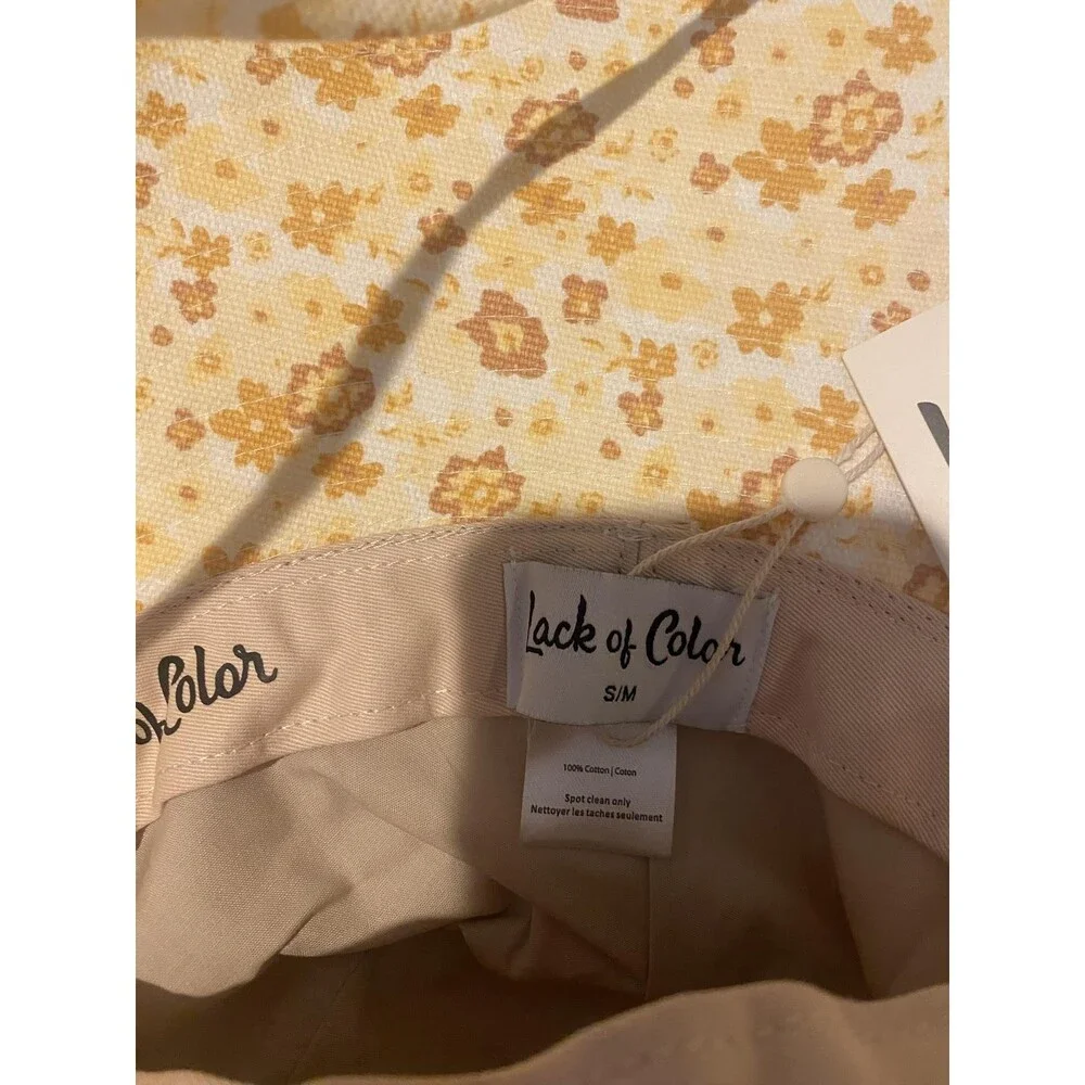 Lack Of Color Holiday Sun Hat Womens Medium Yellow Floral Wide Brim Canvas Cotto